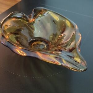 Vintage 1960"S Murano Glass Style Amber Ashtray - Bowl.